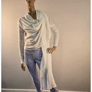 Pure DKNY Linen Open Front Cardigan Sweater Wrap White Size P/S